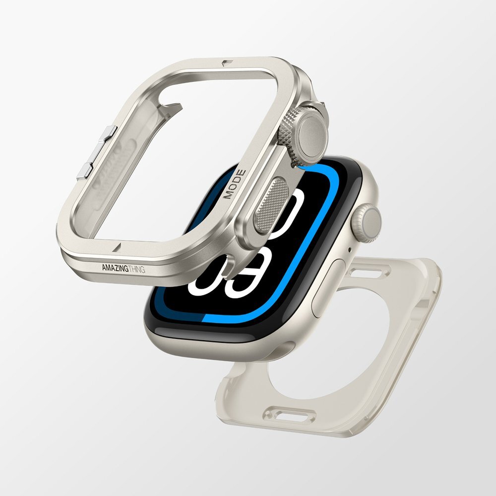 Apple Watch 11 46 mm AmazingThing Titan Pro Metal aliuminio dėklas – titano spalvos 2