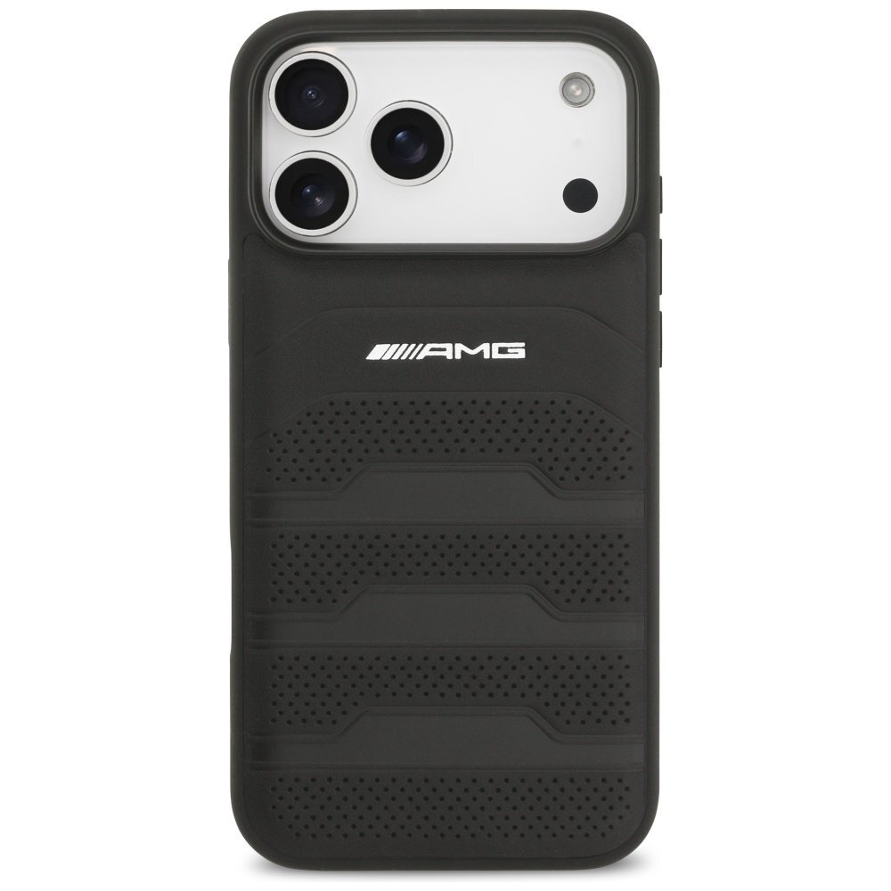 iPhone 17 Pro Max dėklas AMG Leather Debossed Lines Logo – juodas 2