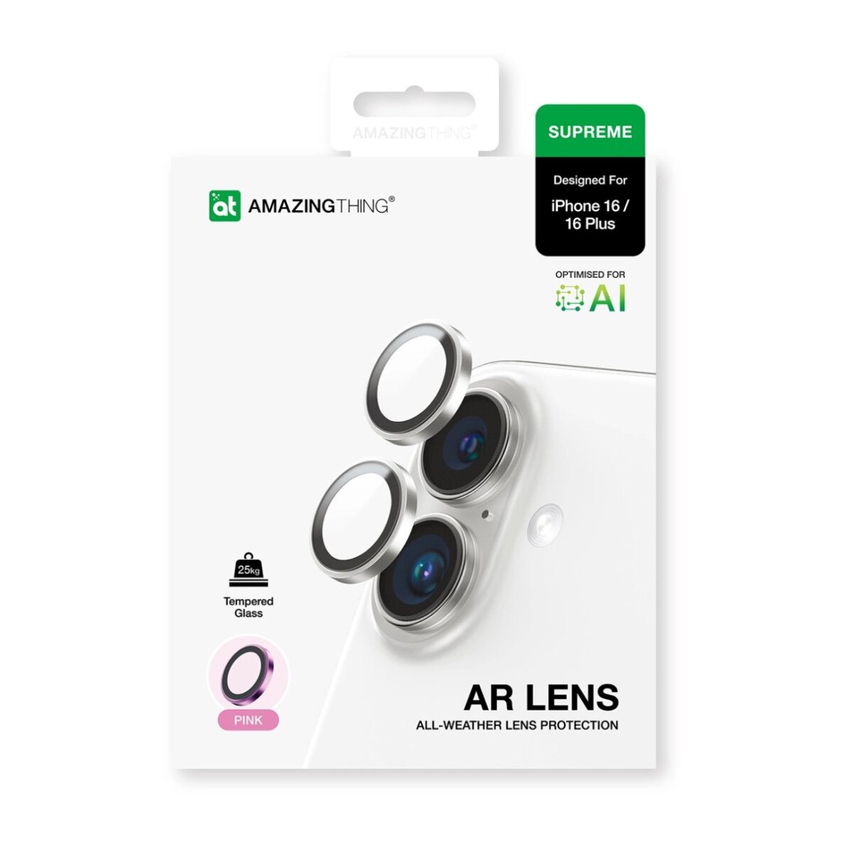 iPhone 16 / 16 Plus AmazingThing AR Aluminum 2 Lens kameros apsauginis stiklas su rėmeliu – rožinis 3 iPhone 16 / 16 Plus AmazingThing AR Aluminum 2 Lens kameros apsauginis stiklas su rėmeliu – rožinis 3