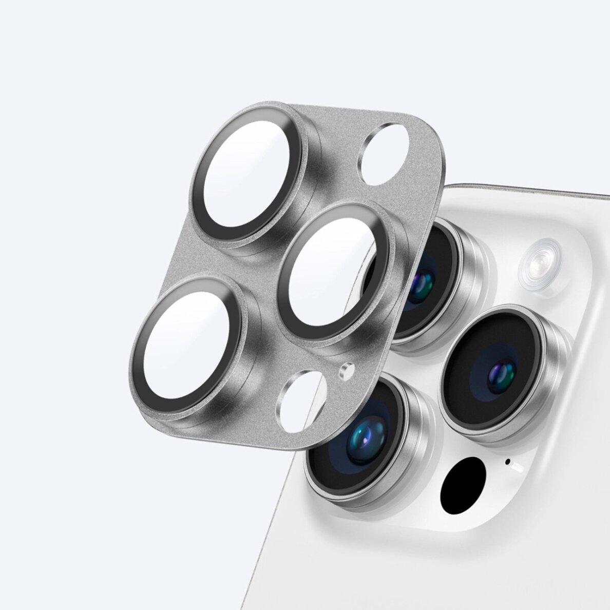 iPhone 16 Pro / 16 Pro Max AmazingThing Aviation-Grade Alloy kameros stiklas – pilkas 4 iPhone 16 Pro / 16 Pro Max AmazingThing Aviation-Grade Alloy kameros stiklas – pilkas 4