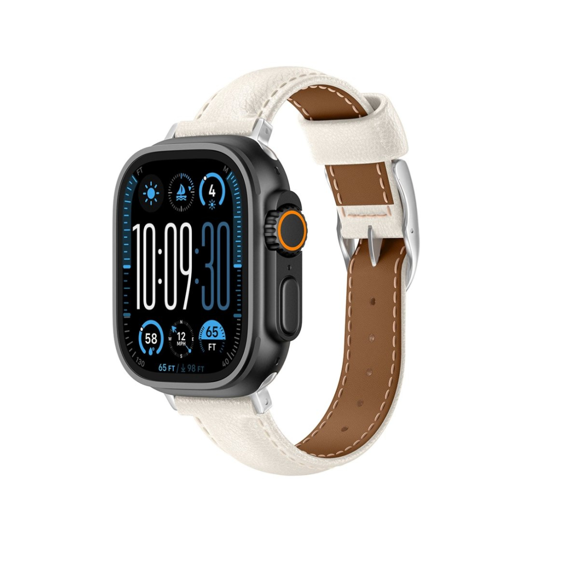 Apple Watch 45/46/49mm AmazingThing Class Band odinis dirželis - šviesiai smėlio 3 Apple Watch 45/46/49mm AmazingThing Class Band odinis dirželis - šviesiai smėlio 3