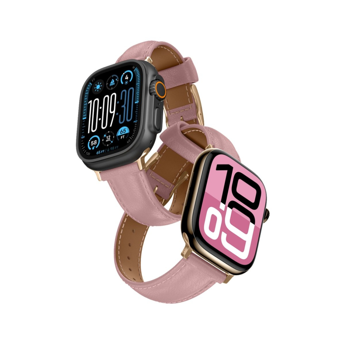 Apple Watch 45/46/49mm AmazingThing Class Band odinis dirželis - rožinis Apple Watch 45/46/49mm AmazingThing Class Band odinis dirželis - rožinis
