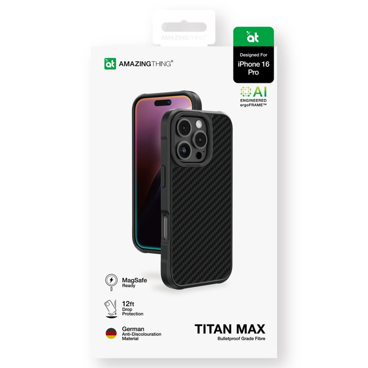 iPhone 16 Pro AmazingThing Titan Max dėklas su 1500D aramidinėmis skaidulomis - juodas 5