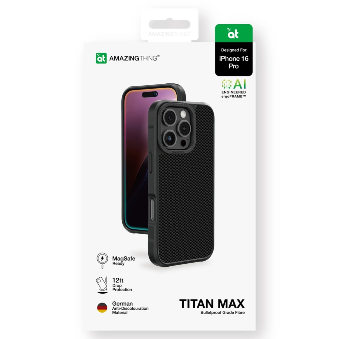 iPhone 16 Pro AmazingThing Titan Max dėklas su 600D aramidinėmis skaidulomis - juodas 4 iPhone 16 Pro AmazingThing Titan Max dėklas su 600D aramidinėmis skaidulomis - juodas 4