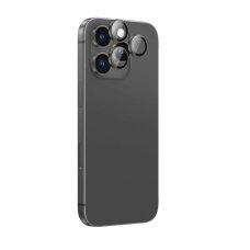iPhone 16 Pro / 16 Pro Max AmazingThing AR Aluminum 3 Lens kameros apsauginis stiklas su rėmeliu – juodas