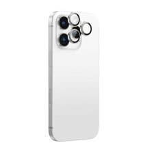 iPhone 16 Pro / 16 Pro Max AmazingThing AR Aluminum 3 Lens kameros apsauginis stiklas su rėmeliu – sidabrinis