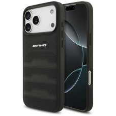 iPhone 17 Pro Max dėklas AMG Leather Debossed Lines Logo – juodas