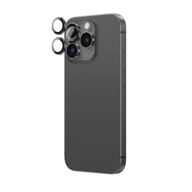 iPhone 16 Pro / 16 Pro Max AmazingThing AR Aluminum 3 Lens kameros apsauginis stiklas su rėmeliu – juodas 2
