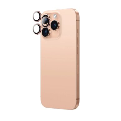 iPhone 16 Pro / 16 Pro Max AmazingThing AR Aluminum 3 kameros stiklas su rėmeliu – rožinis auksas 2