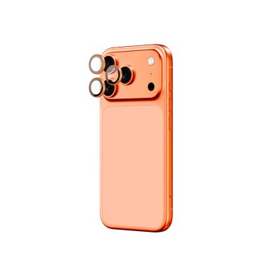 iPhone 17 Pro / Pro Max AmazingThing AR Sapphire kameros apsauginis stiklas su oranžiniu rėmeliu
