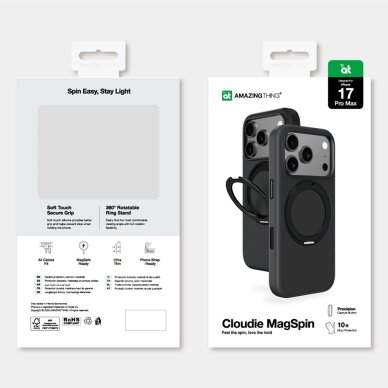 iPhone 17 Pro Max AmazingThing Cloudie dėklas su atrama – juodas 5 iPhone 17 Pro Max AmazingThing Cloudie dėklas su atrama – juodas 5