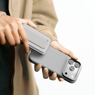 iPhone 17 Pro Max dėklas AmazingThing Glamour su atrama – pilkas 6