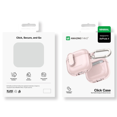AirPods 4 AmazingThing Minimal dėklas – rožinis 3