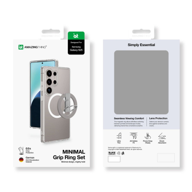 Samsung Galaxy S25 AmazingThing Minimal Mag dėklas su magnetiniu žiedu - permatomas 5