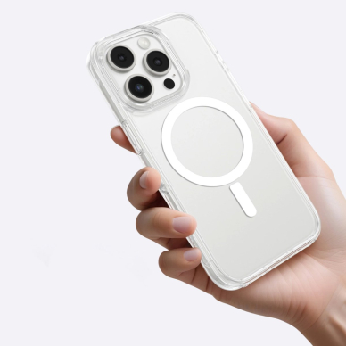 iPhone 16 Pro Max AmazingThing Minimal Mag dėklas su magnetiniu žiedu - permatomas 4