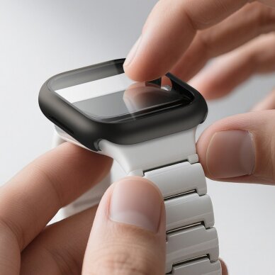 Apple Watch Series 11 42mm AmazingThing Radix ekrano apsauginis stiklas su dėklu – juodas 9