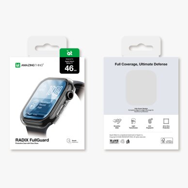 Apple Watch Series 11 46mm AmazingThing Radix ekrano apsauginis stiklas su dėklu – skaidrus 10