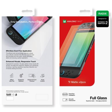 Nintendo Switch 2 AmazingThing Radix Matte Glass grūdintas stiklas (2 vnt.) 3 Nintendo Switch 2 AmazingThing Radix Matte Glass grūdintas stiklas (2 vnt.) 3