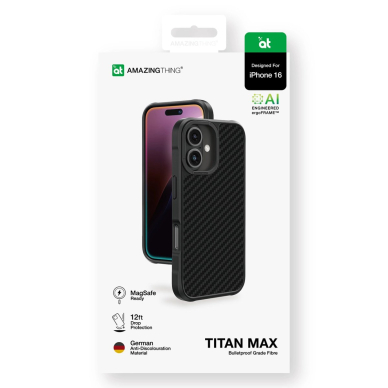 iPhone 16 AmazingThing Titan Max dėklas su 1500D aramidinėmis skaidulomis - juodas 4
