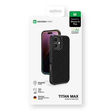 iPhone 16 Plus AmazingThing Titan Max dėklas su 1500D aramidinėmis skaidulomis - juodas 4