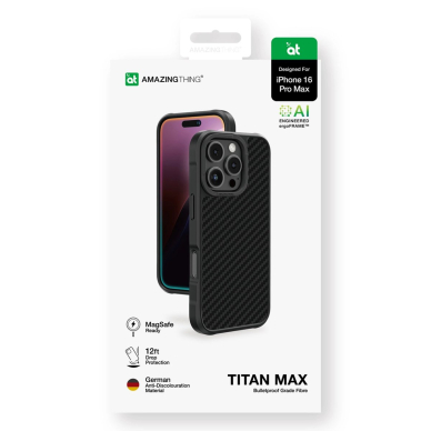 iPhone 16 Pro Max AmazingThing Titan Max dėklas su 1500D aramidinėmis skaidulomis - juodas 3