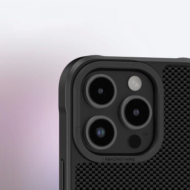 iPhone 16 Pro Max AmazingThing Titan Max dėklas su 600D aramidinėmis skaidulomis - juodas 11