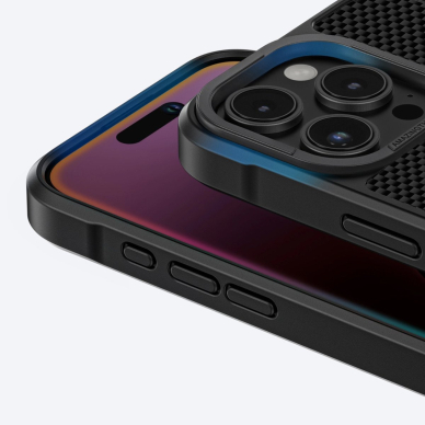 iPhone 16 Pro Max AmazingThing Titan Max dėklas su 600D aramidinėmis skaidulomis - juodas 6
