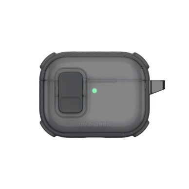 AirPods Pro 3 AmazingThing Titan Pro Mag Clear dėklas – juodas AirPods Pro 3 AmazingThing Titan Pro Mag Clear dėklas – juodas