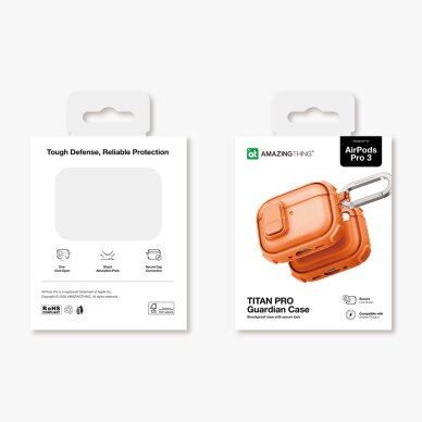 AirPods Pro 3 AmazingThing Titan Pro Mag Clear dėklas – oranžinis 13 AirPods Pro 3 AmazingThing Titan Pro Mag Clear dėklas – oranžinis 13