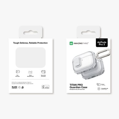 AirPods Pro 3 AmazingThing Titan Pro Mag Clear dėklas – baltas 15