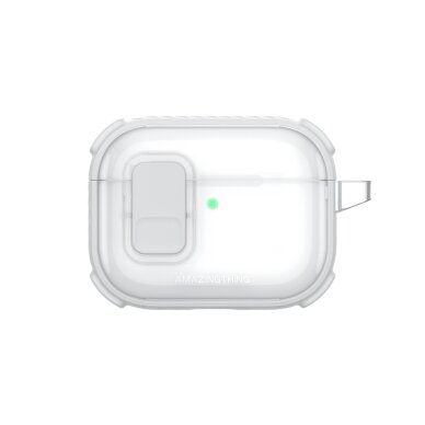 AirPods Pro 3 AmazingThing Titan Pro Mag Clear dėklas – baltas