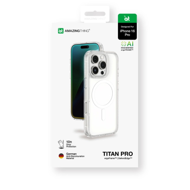 iPhone 16 Pro AmazingThing Titan Pro Mag dėklas su magnetiniu žiedu - permatomas 4