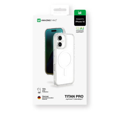 iPhone 16 AmazingThing Titan Pro Mag dėklas su magnetiniu žiedu - permatomas 4