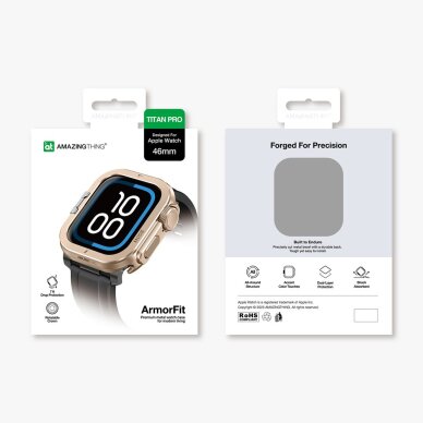 Apple Watch 11 46 mm AmazingThing Titan Pro Metal aliuminio dėklas – auksinis 4