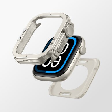 Apple Watch 11 46 mm AmazingThing Titan Pro Metal aliuminio dėklas – titano spalvos 2 Apple Watch 11 46 mm AmazingThing Titan Pro Metal aliuminio dėklas – titano spalvos 2