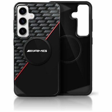 AMG Double Layer Rhombs MagSafe Dėklas skirtas Samsung Galaxy S25+ - Juodas/Raudonas