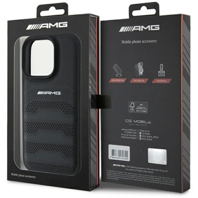 iPhone 16 Pro – AMG Leather Debossed Lines Black Logo Case - Juodas 7