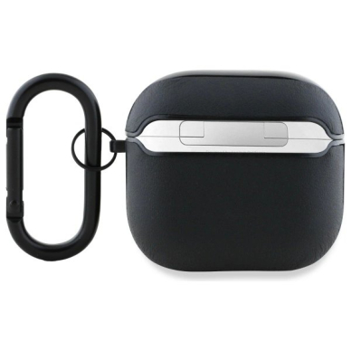 AirPods 4 AMG Leather White Logo dėklas - juodas / baltas 1
