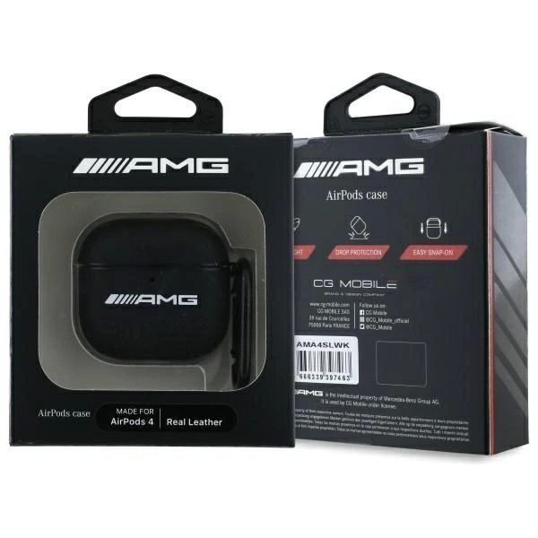 AirPods 4 AMG Leather White Logo dėklas - juodas / baltas 2