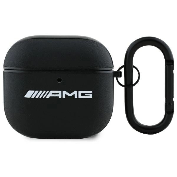 AirPods 4 AMG Leather White Logo dėklas - juodas / baltas