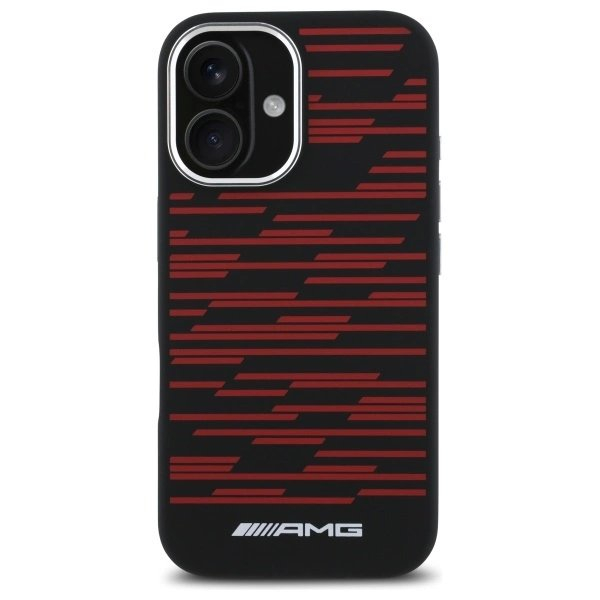 AMG Silicone Graphics MagSafe Dėklas iPhone 16 - Juodas 2