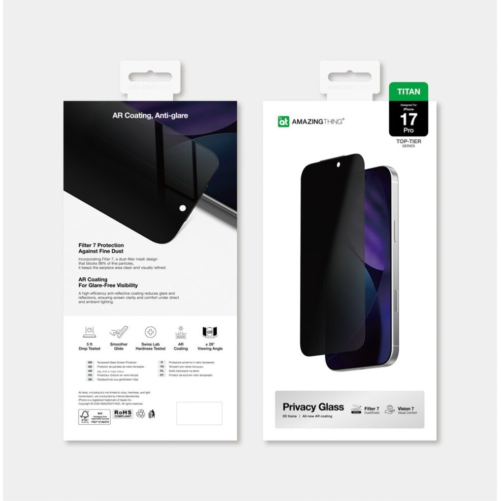 iPhone 17 Pro AmazingThing Titan Vision 7 privatumo grūdintas stiklas 6