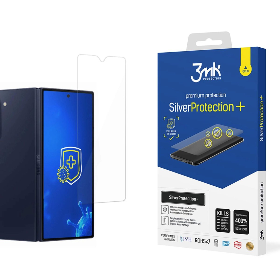 Antibacterial Apsauginė Plėvelė 3mk SilverProtection+ Folded Edition for Samsung Galaxy Z Fold 6 (front) Antibacterial Apsauginė Plėvelė 3mk SilverProtection+ Folded Edition for Samsung Galaxy Z Fold 6 (front)