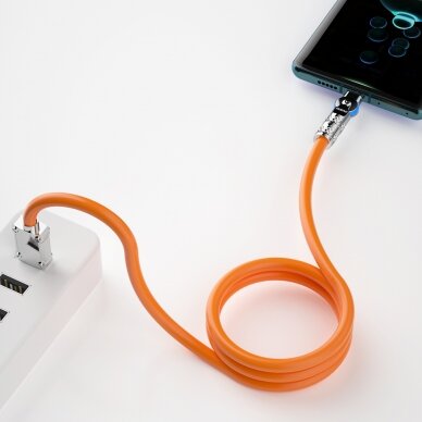 Angled cable USB - USB C 120W 1m rotation 180° Dudao - Oranžinis 1