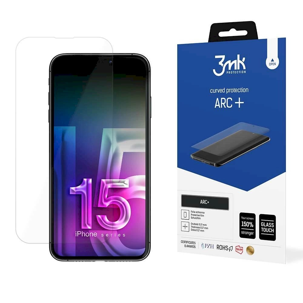 Apple iPhone 15 Plus - 3mk Apsauginė plėvelė Arc+ Apple iPhone 15 Plus - 3mk Apsauginė plėvelė Arc+