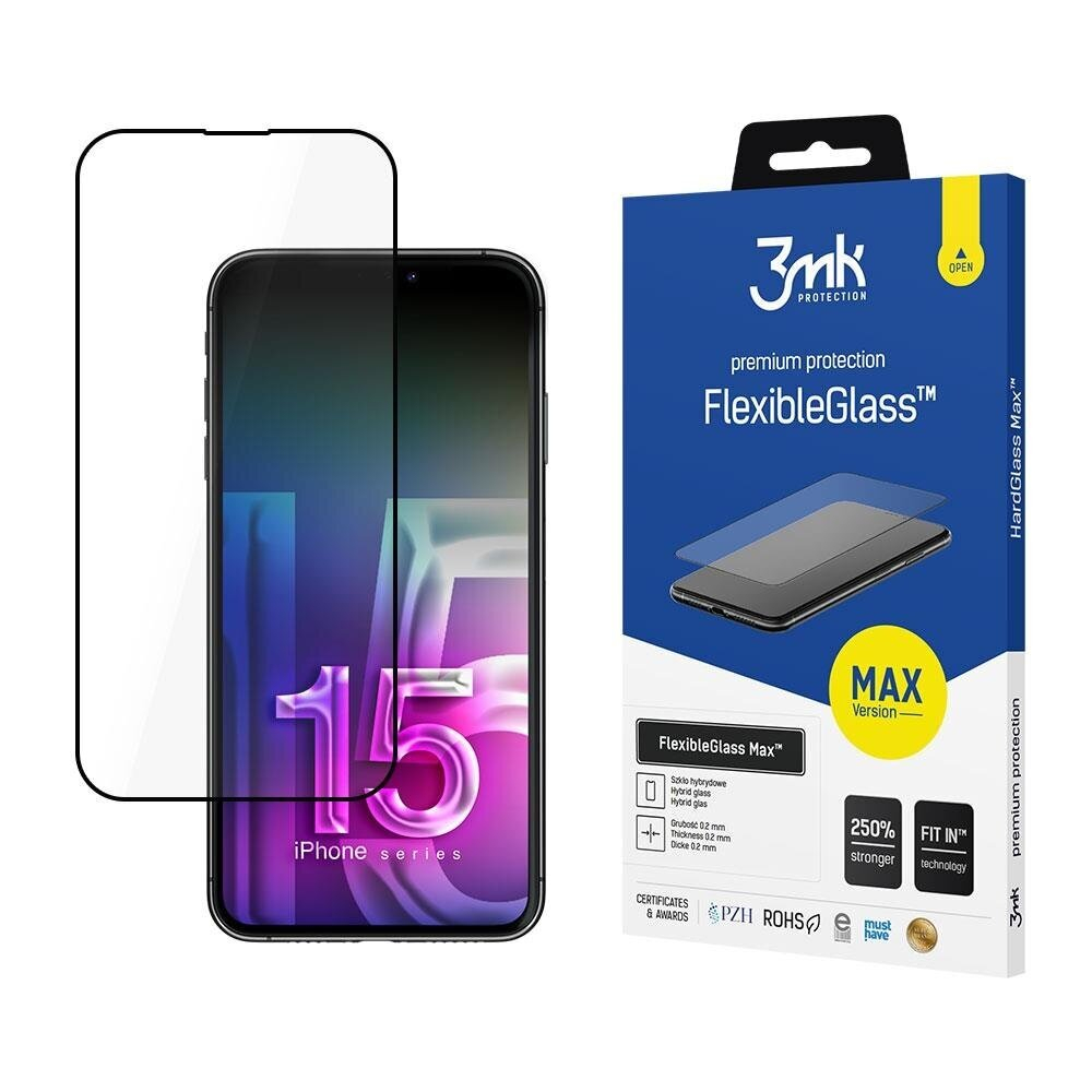 Apple iPhone 15 Plus - 3mk Lankstus stiklas Flexibleglass Max™ Apple iPhone 15 Plus - 3mk Lankstus stiklas Flexibleglass Max™