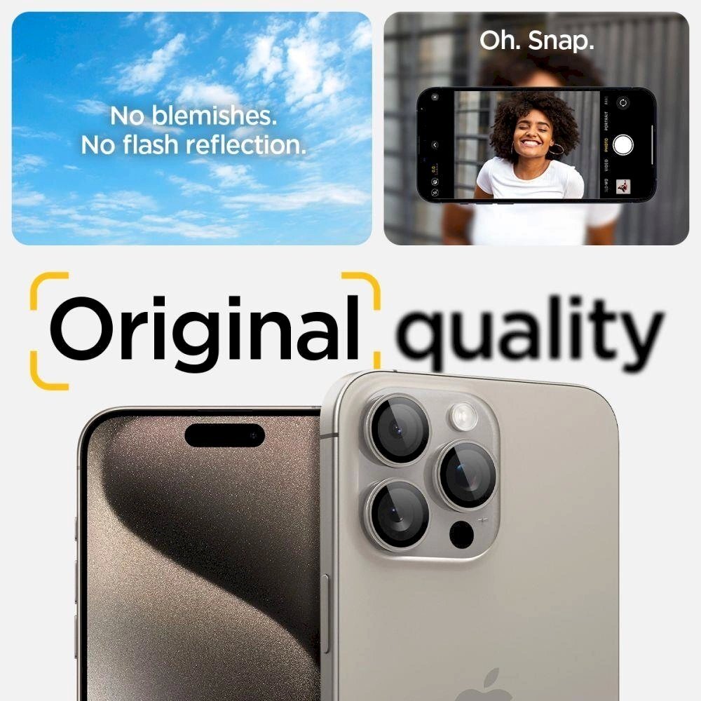Apsauginis dėklas Spigen Optik.tR EZ Fit Camera Protector skirta iPhone 14 Pro / Pro Max / 15 Pro / Pro Max - natural titanium 2 pcs. 9 Apsauginis dėklas Spigen Optik.tR EZ Fit Camera Protector skirta iPhone 14 Pro / Pro Max / 15 Pro / Pro Max - natural titanium 2 pcs. 9