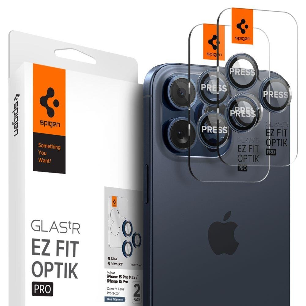 Apsauginis dėklas Spigen Optik.tR EZ Fit Camera Protector skirta iPhone 14 Pro / Pro Max / 15 Pro / Pro Max - Titanium Mėlynas 2 pcs. Apsauginis dėklas Spigen Optik.tR EZ Fit Camera Protector skirta iPhone 14 Pro / Pro Max / 15 Pro / Pro Max - Titanium Mėlynas 2 pcs.