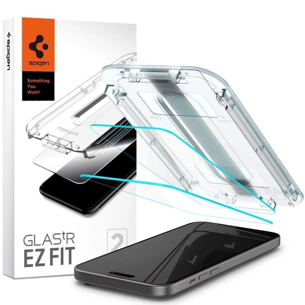 Apsauginis stiklas Spigen GLAS.TR EZ FIT 2-PACK IPHONE 15 PRO CLEAR Apsauginis stiklas Spigen GLAS.TR EZ FIT 2-PACK IPHONE 15 PRO CLEAR