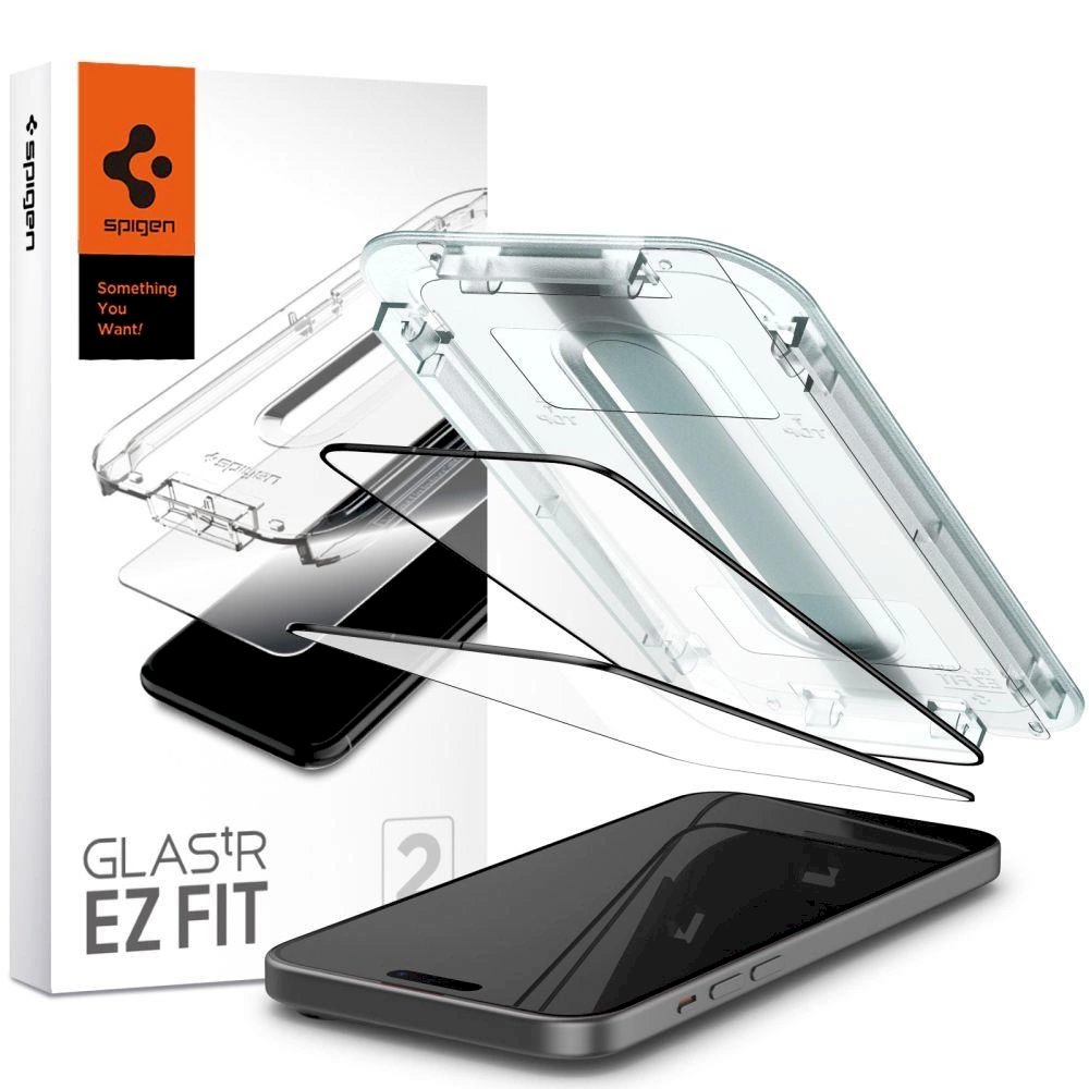 Apsauginis stiklas Spigen GLAS.TR EZ FIT FC 2-PACK IPHONE 15 PLUS Juodas 1 Apsauginis stiklas Spigen GLAS.TR EZ FIT FC 2-PACK IPHONE 15 PLUS Juodas 1